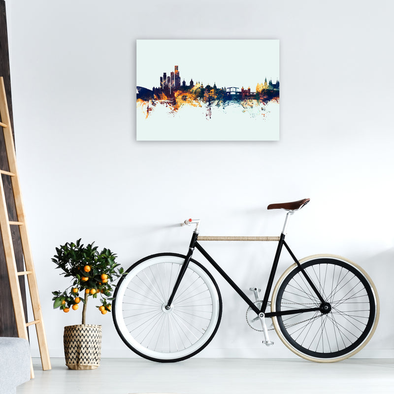 Amsterdam Netherlands Skyline Blue Orange Art Print by Michael Tompsett A1 Black Frame