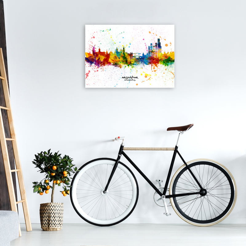 Amsterdam Netherlands Skyline Splash Art Print by Michael Tompsett A1 Black Frame