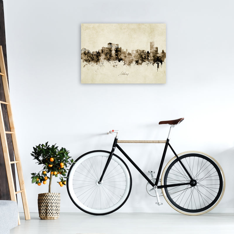 Athens Greece Skyline Vintage Art Print by Michael Tompsett A1 Black Frame