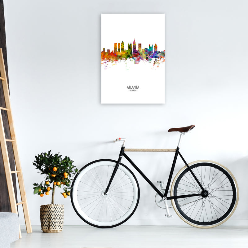 Atlanta Georgia Skyline Portrait Art Print by Michael Tompsett A1 Black Frame