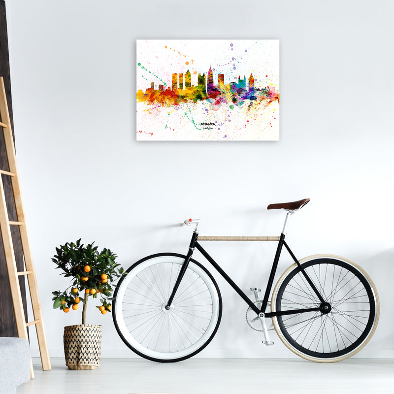 Atlanta Georgia Skyline Splash Art Print by Michael Tompsett A1 Black Frame