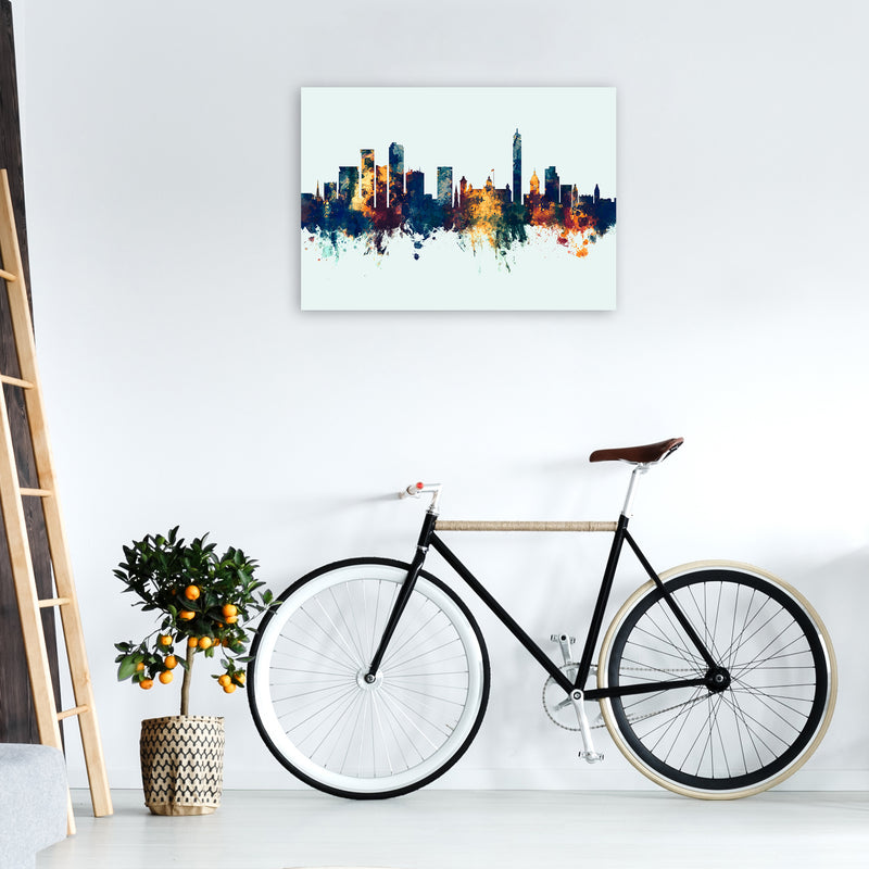Birmingham England Skyline Blue Orange Art Print by Michael Tompsett A1 Black Frame