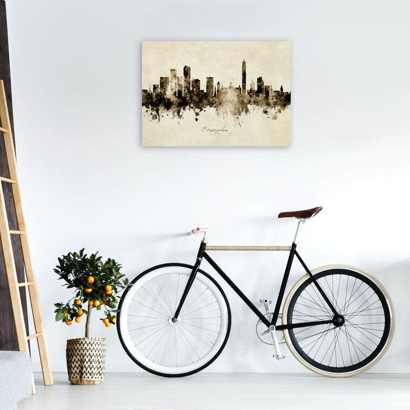 Birmingham England Skyline Vintage Art Print by Michael Tompsett A1 Black Frame