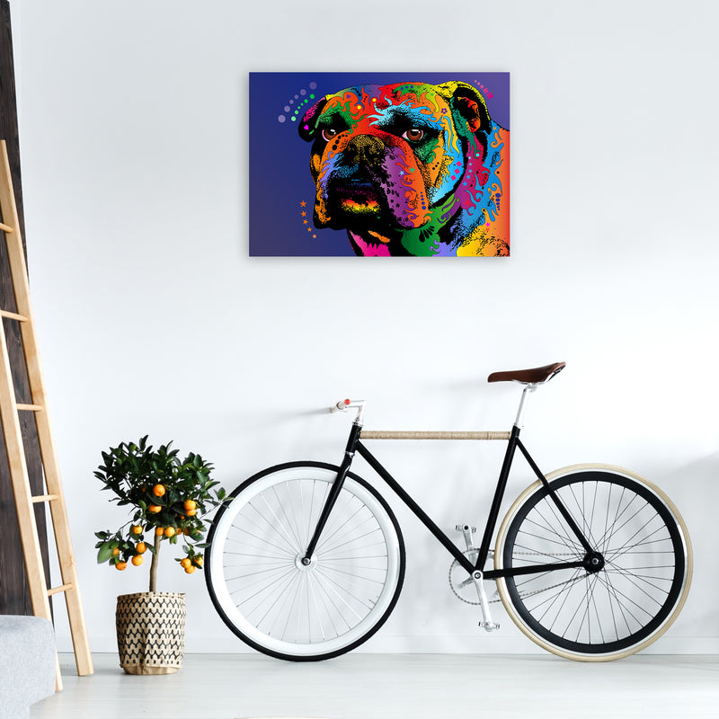 Bulldog Dog Blue Art Print by Michael Tompsett A1 Black Frame