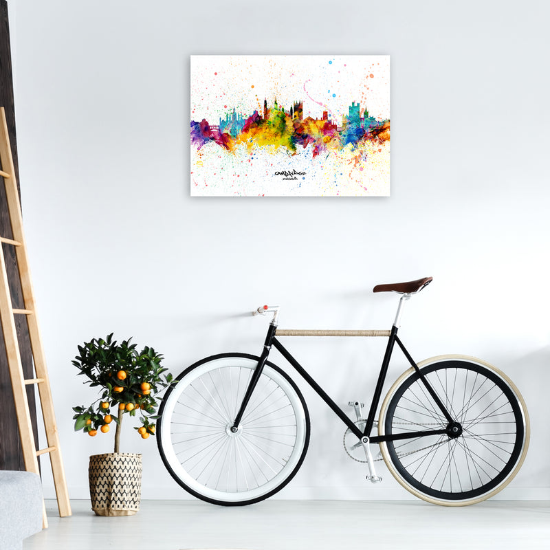 Cambridge England Skyline Splash Art Print by Michael Tompsett A1 Black Frame