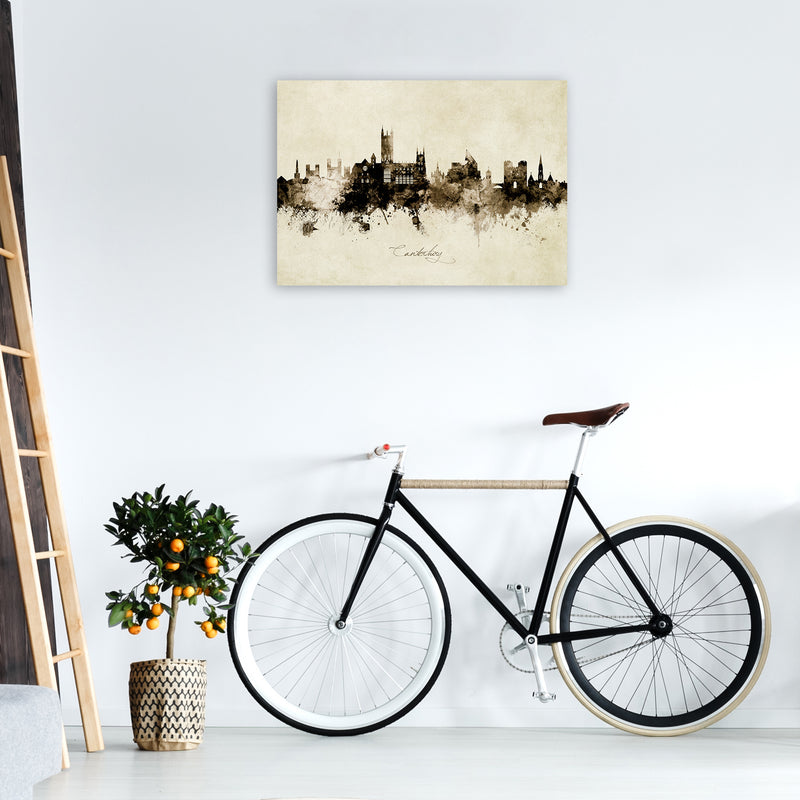 Canterbury England Skyline Vintage Art Print by Michael Tompsett A1 Black Frame