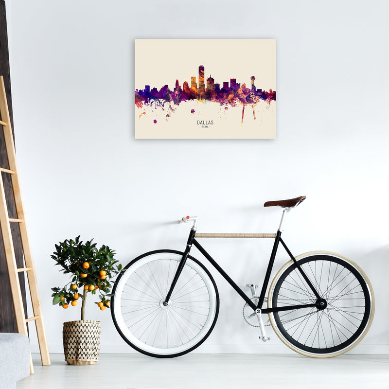 Dallas Texas Skyline Autumn City Name Art Print by Michael Tompsett A1 Black Frame