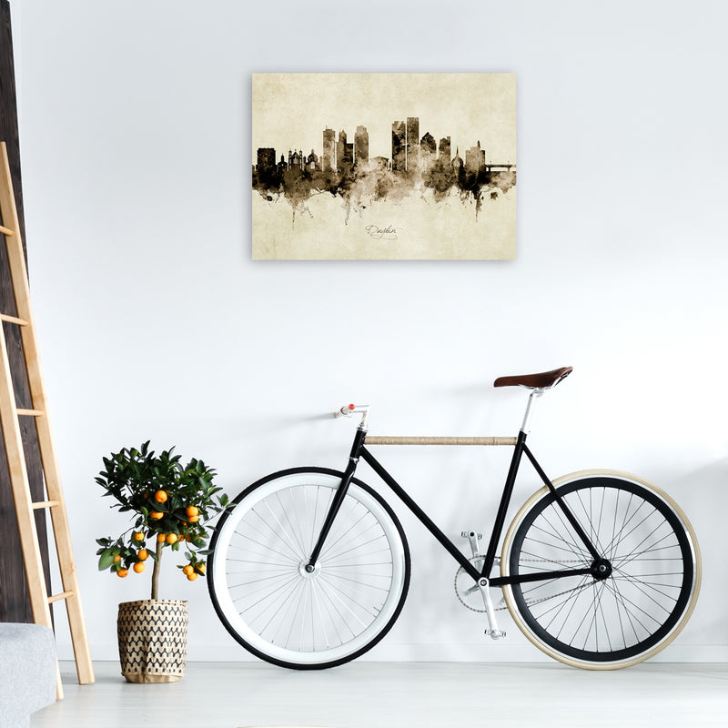 Dayton Ohio Skyline Vintage Art Print by Michael Tompsett A1 Black Frame