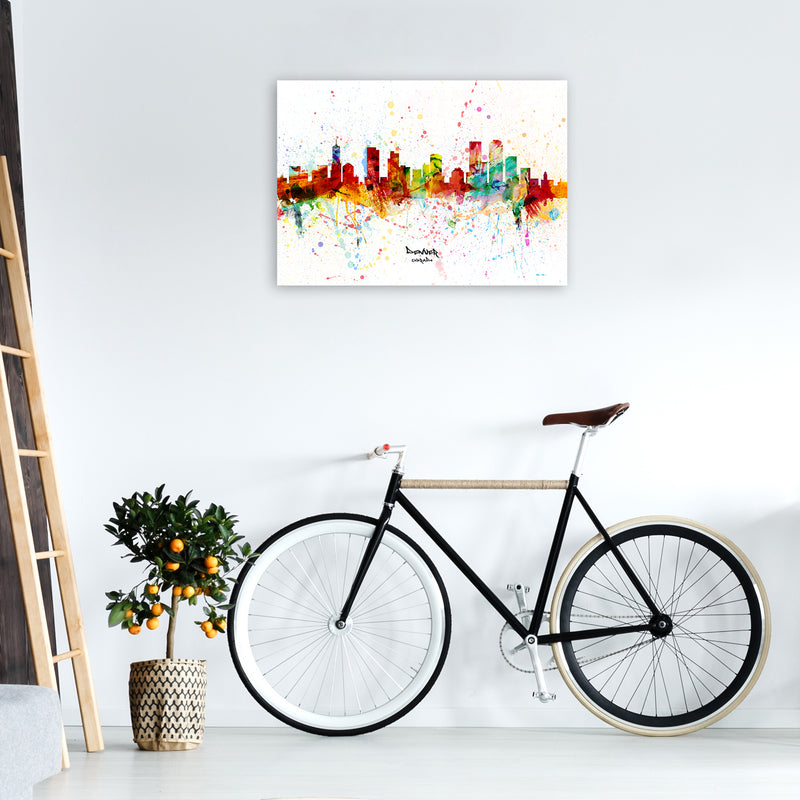 Denver Colorado Skyline Splash Art Print by Michael Tompsett A1 Black Frame