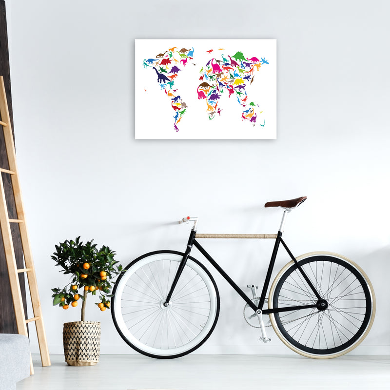 Dinosaur Map Colours Art Print by Michael Tompsett A1 Black Frame