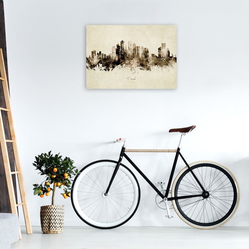Doha Qatar Skyline Vintage Art Print by Michael Tompsett A1 Black Frame