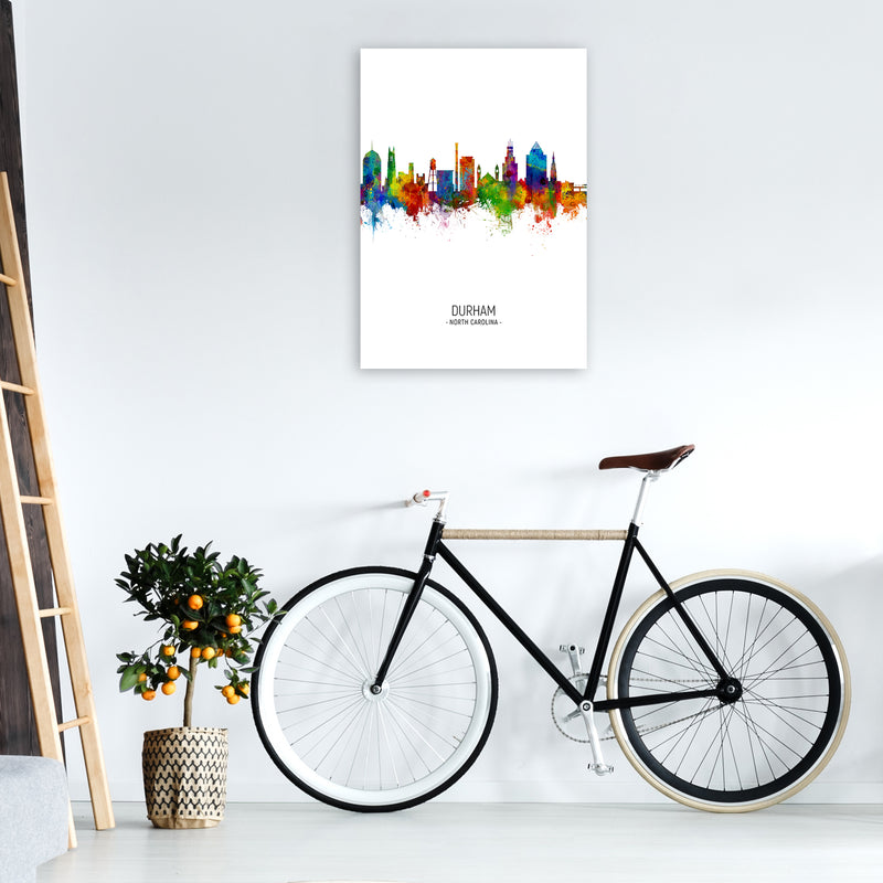 Durham North Carolina Skyline Portrait Art Print by Michael Tompsett A1 Black Frame