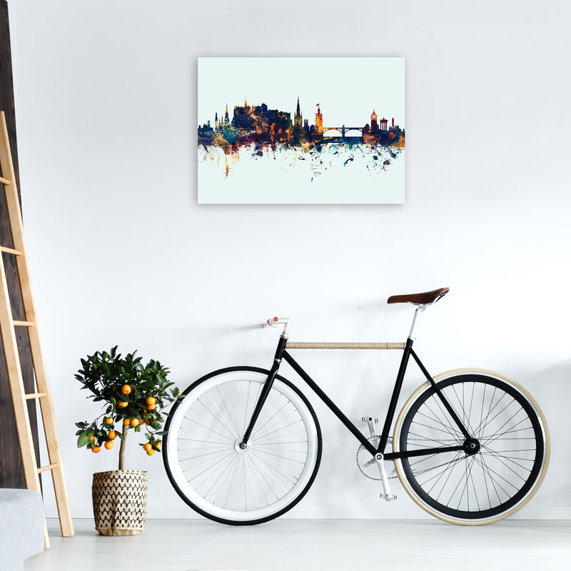 Edinburgh Scotland Skyline Blue Orange Art Print by Michael Tompsett A1 Black Frame