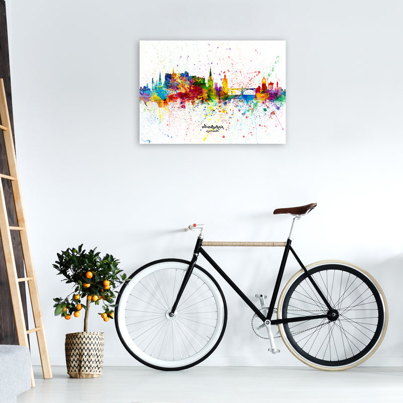 Edinburgh Scotland Skyline Splash Art Print by Michael Tompsett A1 Black Frame