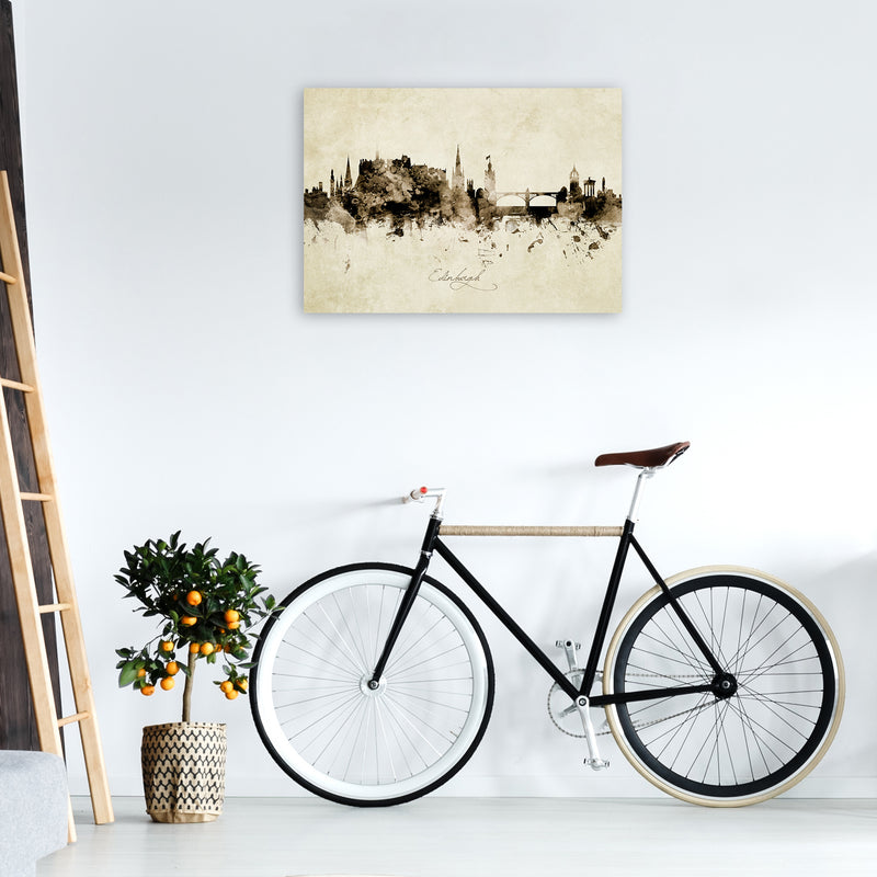Edinburgh Scotland Skyline Vintage Art Print by Michael Tompsett A1 Black Frame