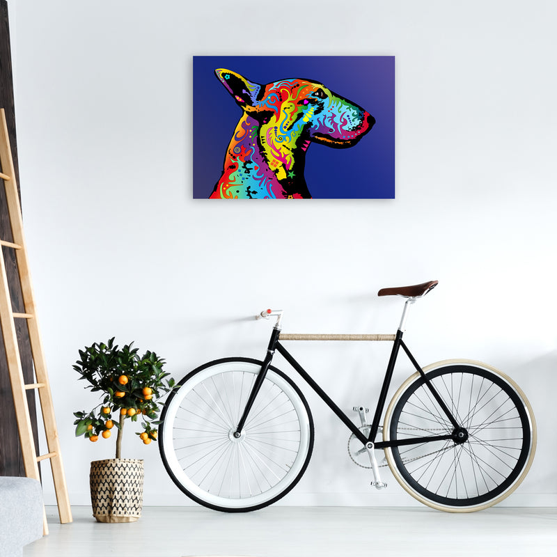 English Bull Terrier Dog Blue Art Print by Michael Tompsett A1 Black Frame