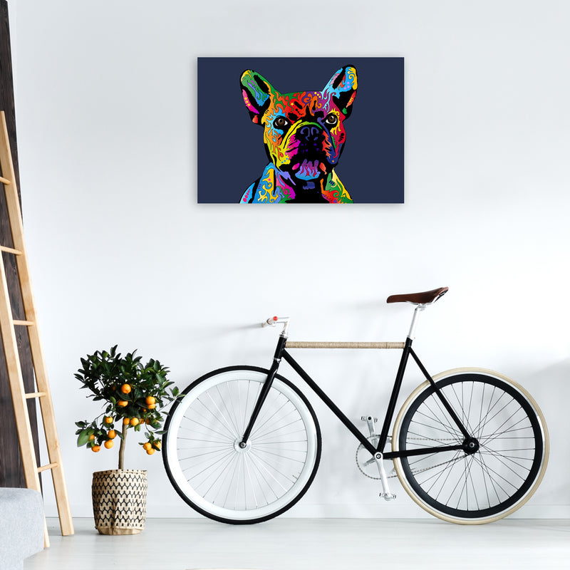 French Bulldog Dog Navy Art Print by Michael Tompsett A1 Black Frame