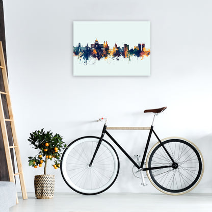 Galway Ireland Skyline Blue Orange Art Print by Michael Tompsett A1 Black Frame