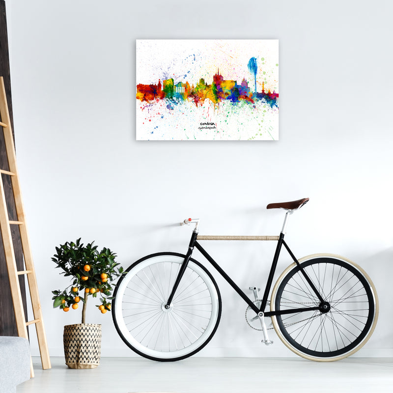 Geneva Switzerland Skyline Splash Art Print by Michael Tompsett A1 Black Frame