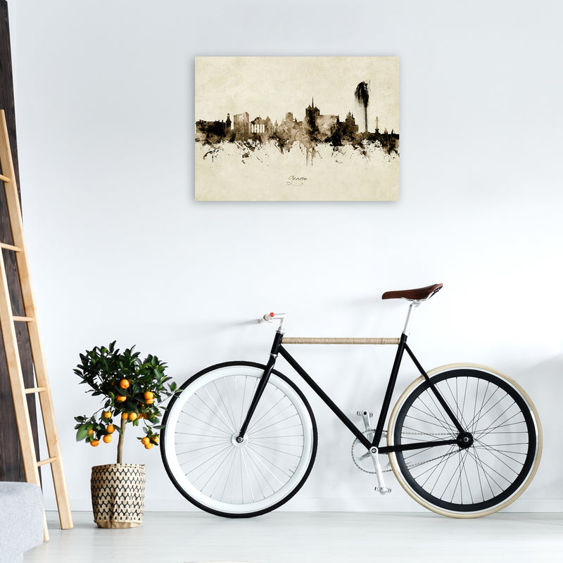 Geneva Switzerland Skyline Vintage Art Print by Michael Tompsett A1 Black Frame