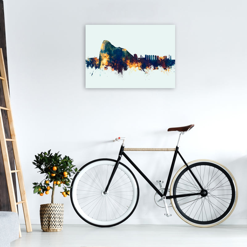 Gibraltar Skyline Blue Orange Art Print by Michael Tompsett A1 Black Frame