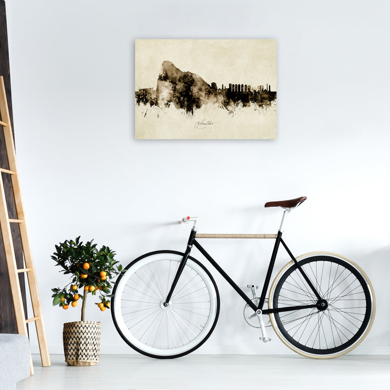 Gibraltar Skyline Vintage Art Print by Michael Tompsett A1 Black Frame