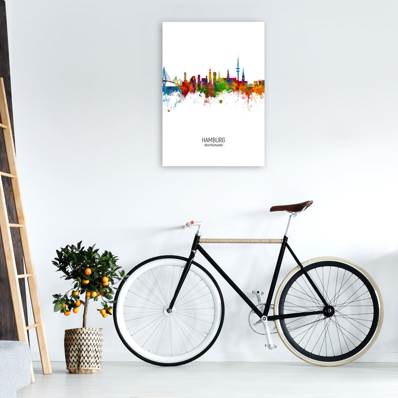 Hamburg Germany Skyline Portrait Art Print by Michael Tompsett A1 Black Frame