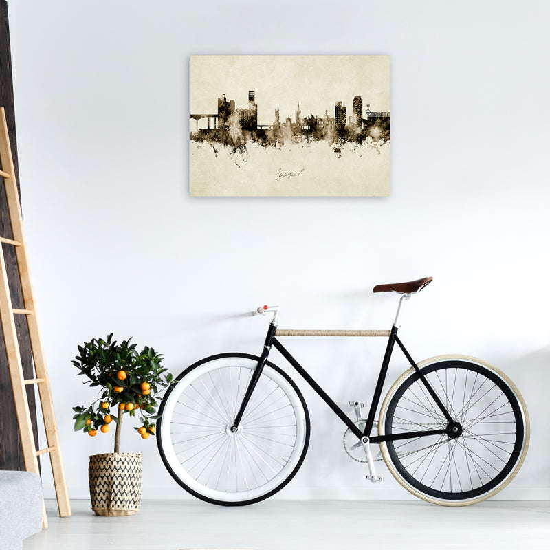 Ipswich England Skyline Vintage Art Print by Michael Tompsett A1 Black Frame
