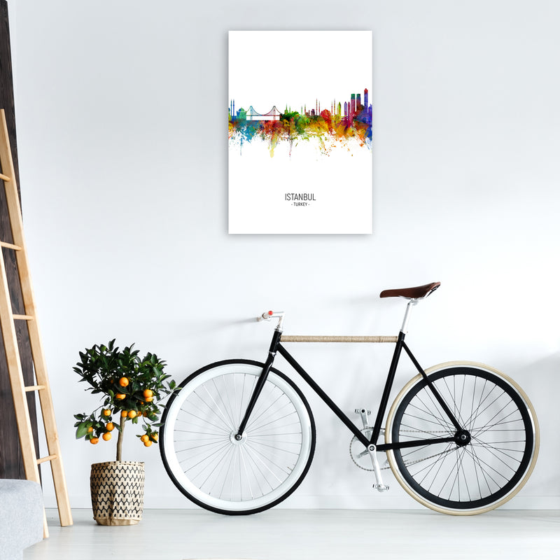 Istanbul Turkey Skyline Portrait Art Print by Michael Tompsett A1 Black Frame