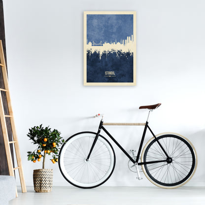 Istanbul Turkey Skyline Portrait Navy Art Print by Michael Tompsett A1 Black Frame