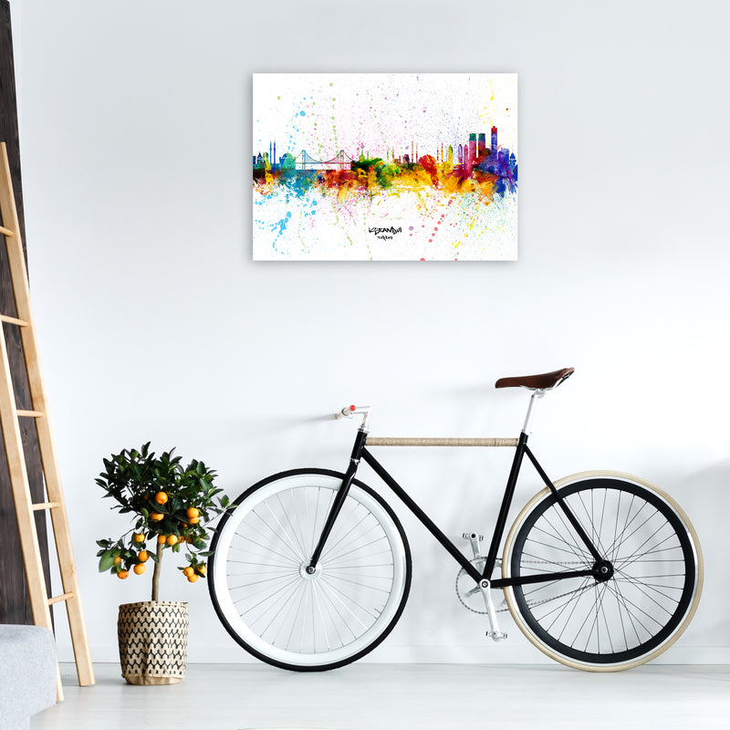 Istanbul Turkey Skyline Splash Art Print by Michael Tompsett A1 Black Frame