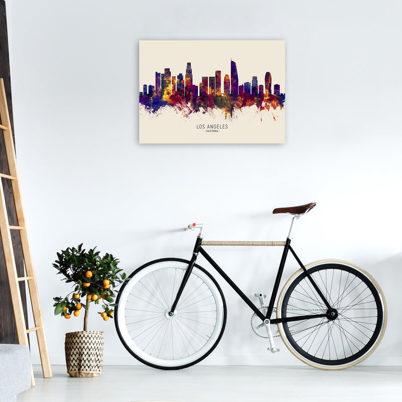 Los Angeles California Skyline Autumn City Name Art Print by Michael Tompsett A1 Black Frame