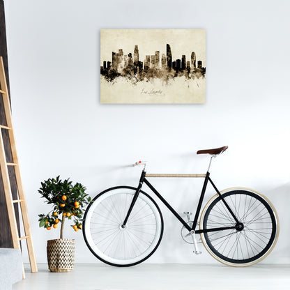 Los Angeles California Skyline Vintage Art Print by Michael Tompsett A1 Black Frame