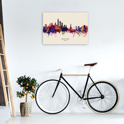New York New York Skyline Autumn City Name Art Print by Michael Tompsett A1 Black Frame