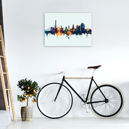 Northampton England Skyline Blue Orange Art Print by Michael Tompsett A1 Black Frame