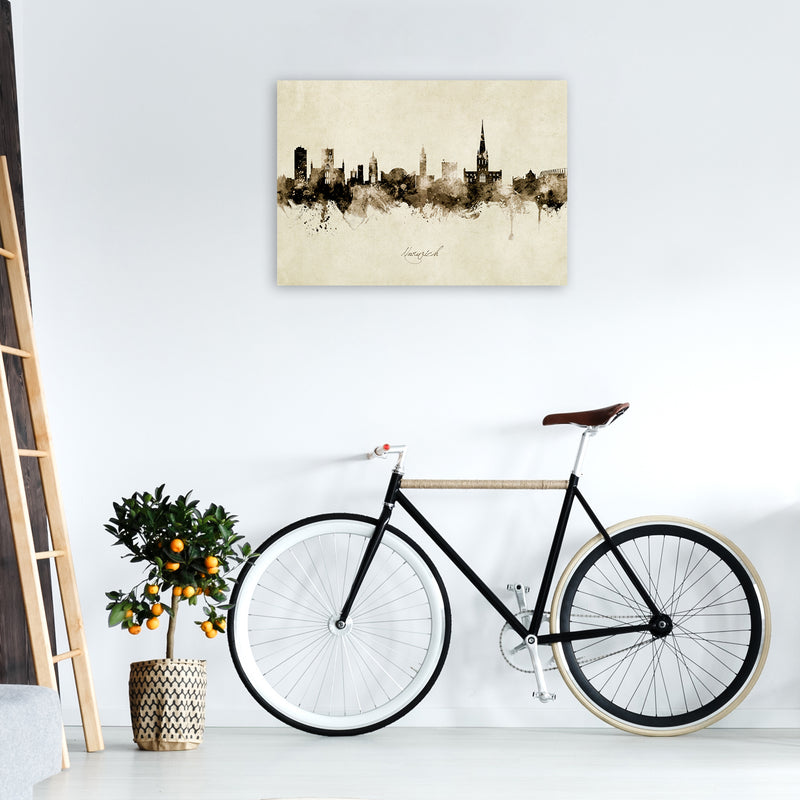 Norwich England Skyline Vintage Art Print by Michael Tompsett A1 Black Frame