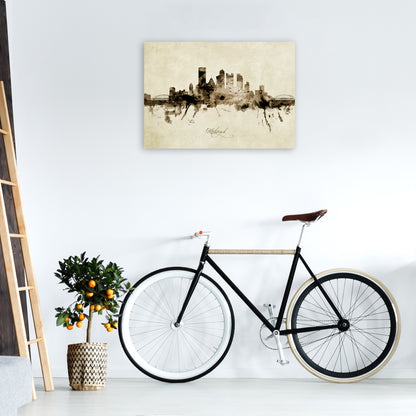 Pittsburgh Pennsylvania Skyline Vintage Art Print by Michael Tompsett A1 Black Frame