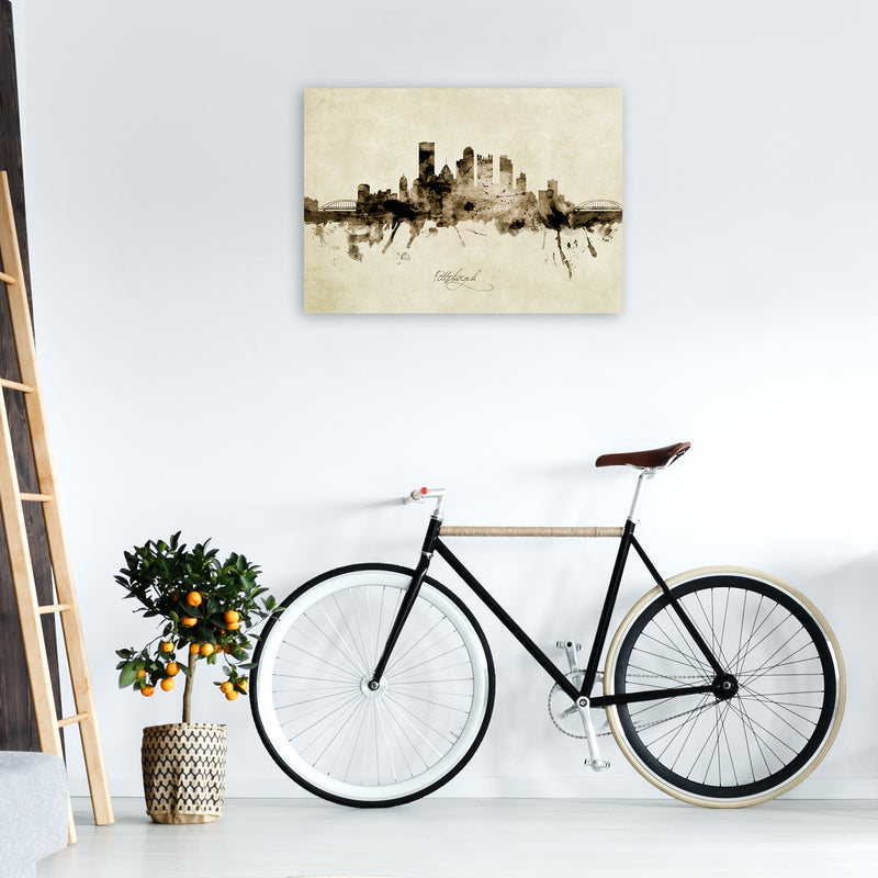 Pittsburgh Pennsylvania Skyline Vintage Art Print by Michael Tompsett A1 Black Frame