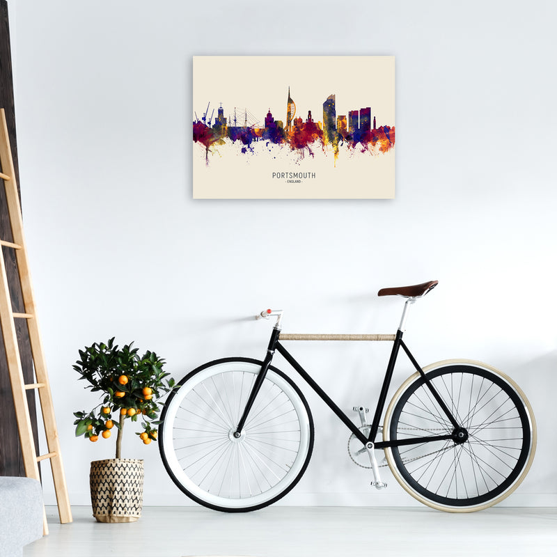 Portsmouth England Skyline Autumn City Name Art Print by Michael Tompsett A1 Black Frame