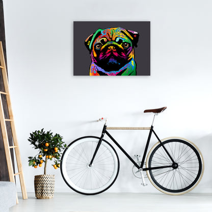Pug Dog Charcoal Art Print by Michael Tompsett A1 Black Frame
