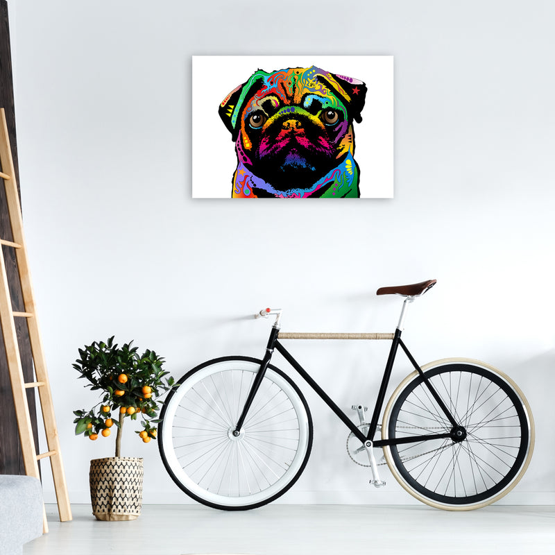 Pug Dog White Art Print by Michael Tompsett A1 Black Frame