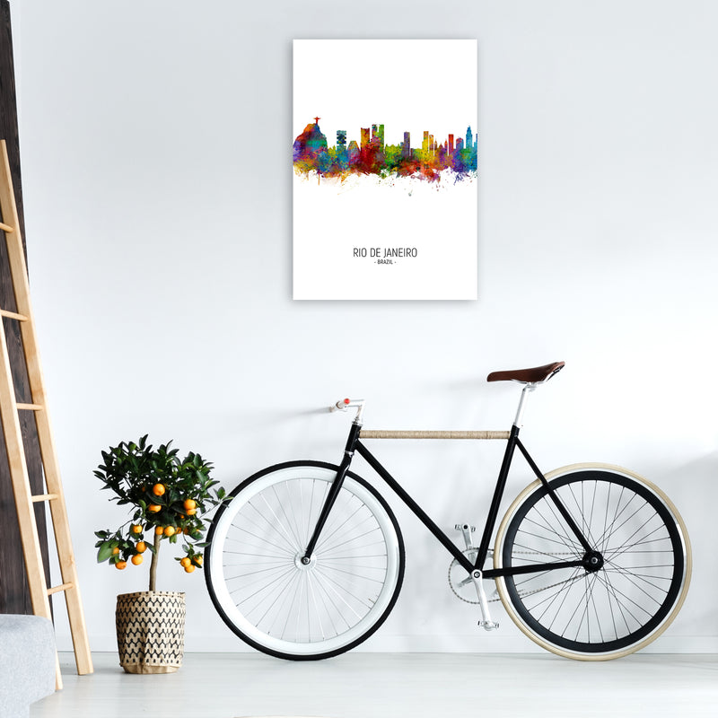 Rio De Janeiro Brazil Skyline Portrait Art Print by Michael Tompsett A1 Black Frame