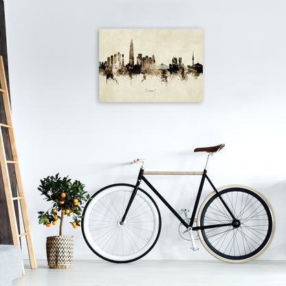 Seoul South Korea Skyline Vintage Art Print by Michael Tompsett A1 Black Frame