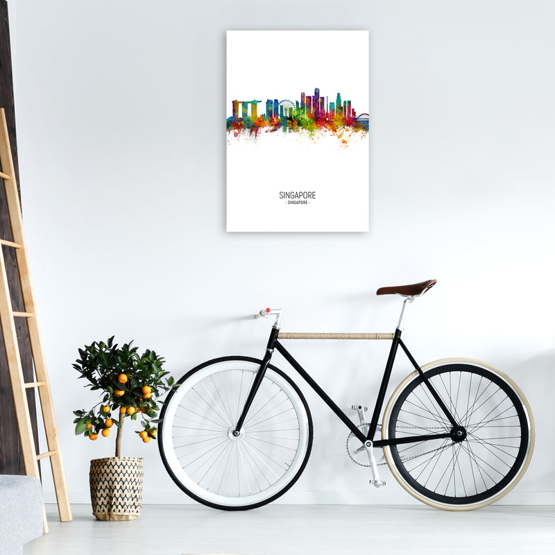 Singapore Singapore Skyline Portrait Art Print by Michael Tompsett A1 Black Frame