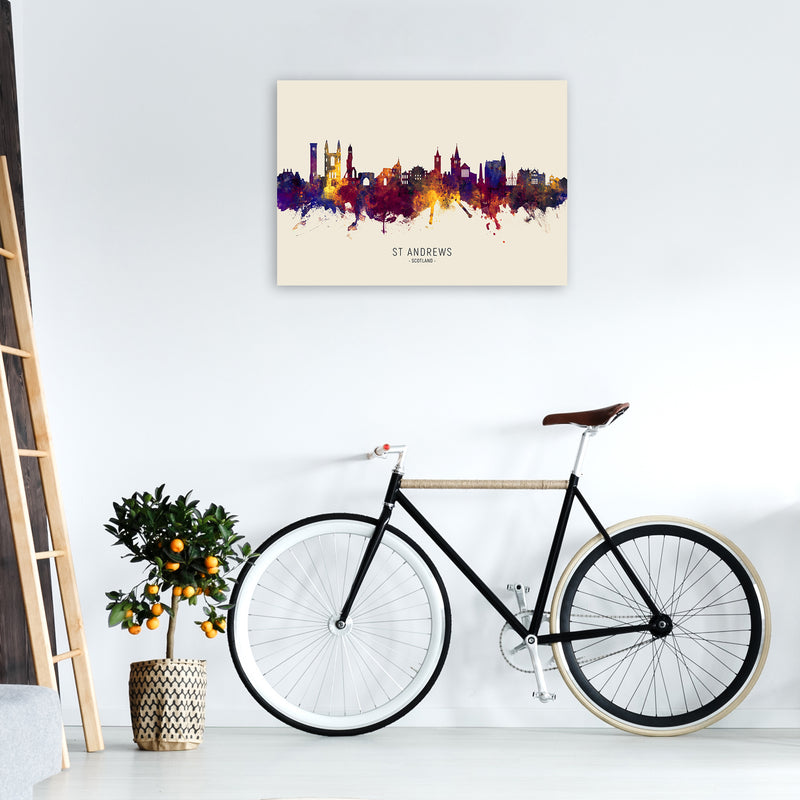 St Andrews Scotland Skyline Autumn City Name Art Print by Michael Tompsett A1 Black Frame