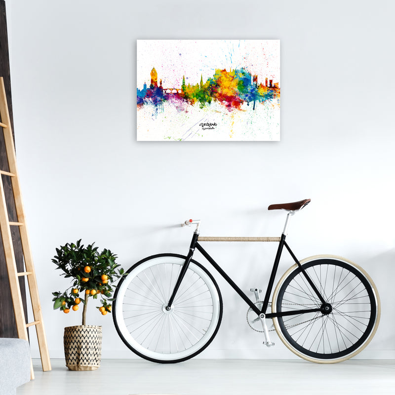 Stirling Scotland Skyline Splash Art Print by Michael Tompsett A1 Black Frame