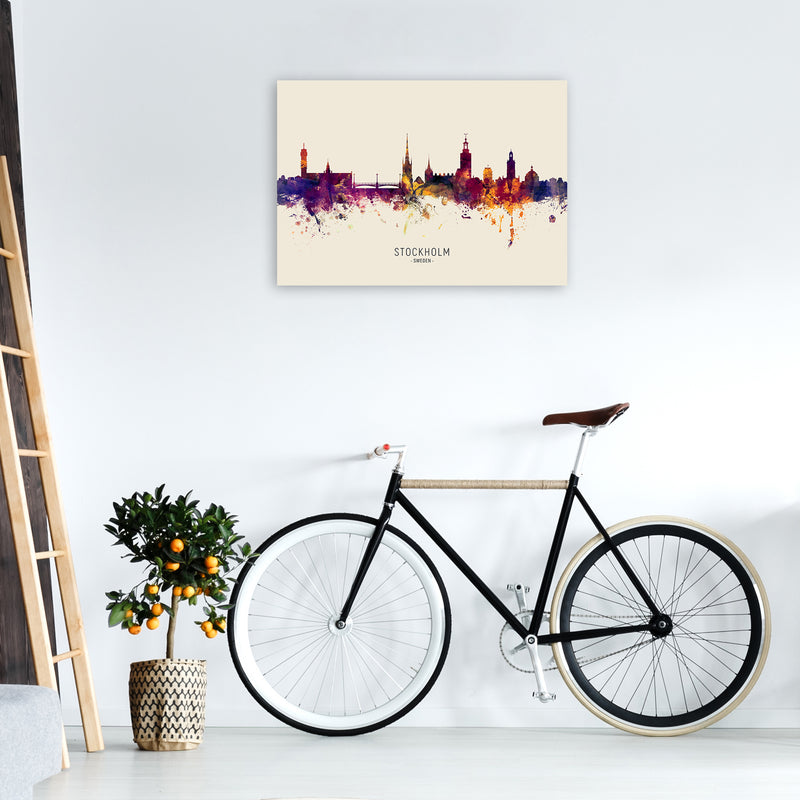 Stockholm Sweden Skyline Autumn City Name Art Print by Michael Tompsett A1 Black Frame