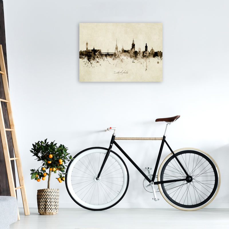 Stockholm Sweden Skyline Vintage Art Print by Michael Tompsett A1 Black Frame