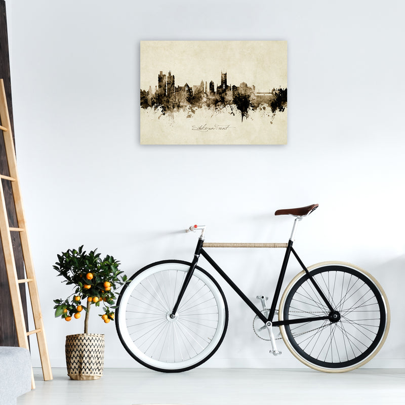 Stoke-On-Trent England Skyline Vintage Art Print by Michael Tompsett A1 Black Frame