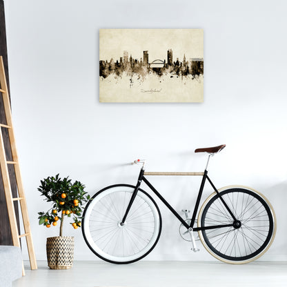 Sunderland England Skyline Vintage Art Print by Michael Tompsett A1 Black Frame